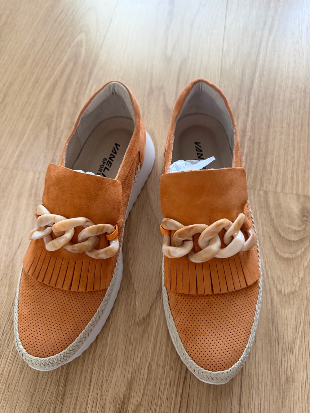 VANELi Orange Suede Slip-On Loafers with Chunky Chain size 9.5 women shoes NEW